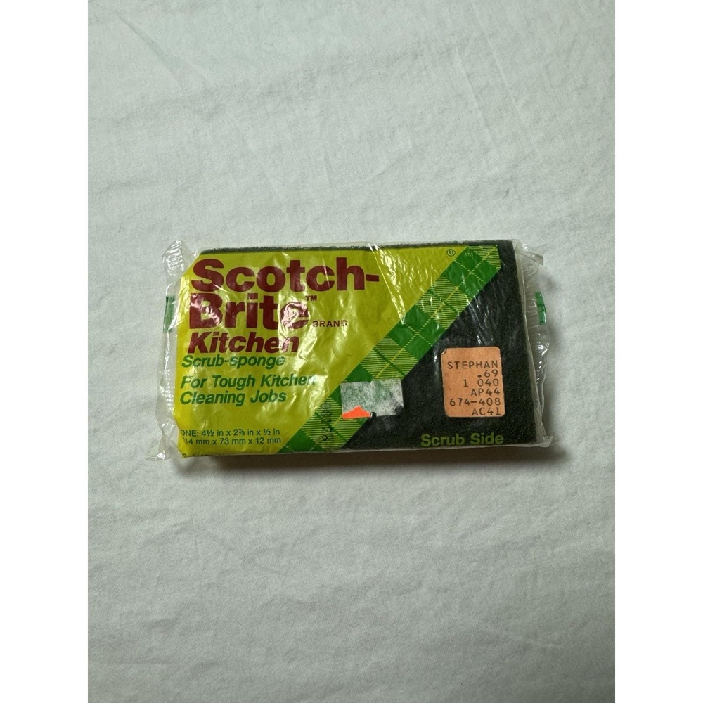 Scotch-Brite Kitchen Scrub Sponge Tough Clean Jobs Vintage 1988 3M Made in USA
